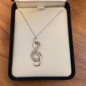 Treble Cleft Diamond Necklace